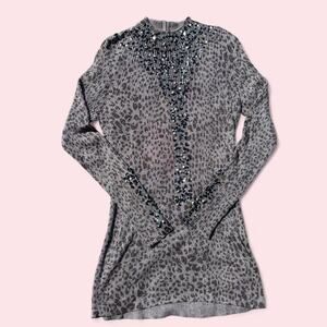 Grey embellished long sleeve knit